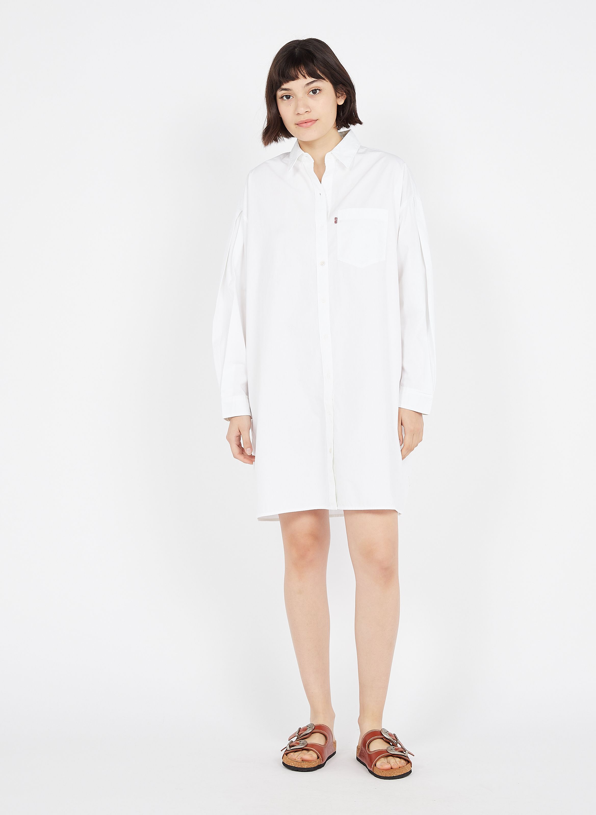 Cotton Shirt Dress Blanc Levi's - Women ...